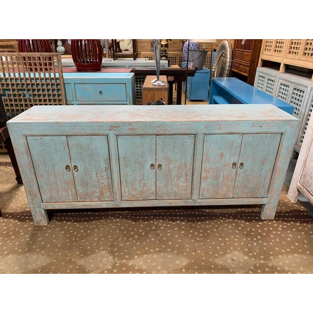 Distressed Blue Gansu Storage Cabinet Chairish