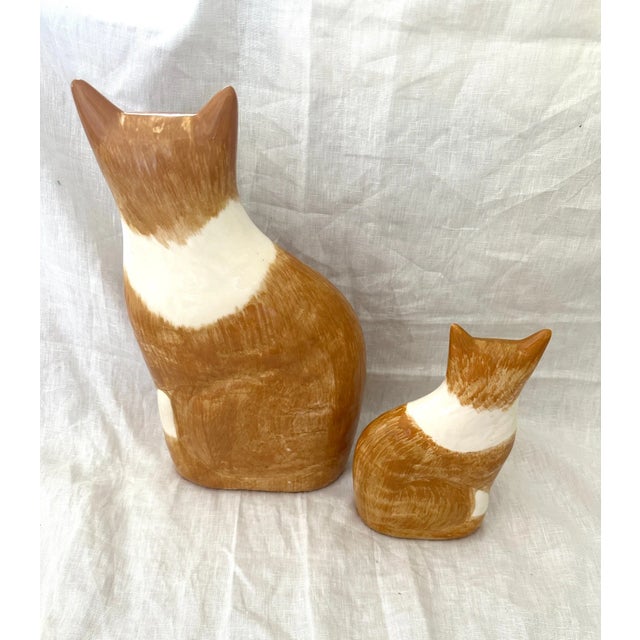 Vintage Pair of NS Gustin Co Hand Painted Ceramic Cats, Perfect for the cat lover. Super cute in a window or on the...