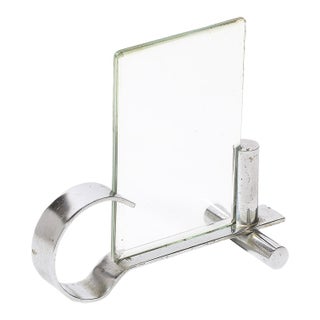 Art Deco Machine Age Chrome & Glass Picture Frame With Loop Form Handle For Sale