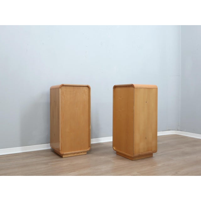 Tall Vintage Birch Wood Bedside Tables, 1970s, Set of 2 For Sale - Image 9 of 17