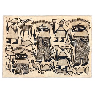 Mid-20th Century Mounted Senufo Korhogo Textile For Sale