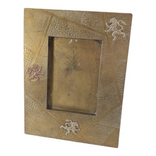 Early 20th Century Arts and Crafts Bronze Mixed Metal Picture Frame For Sale