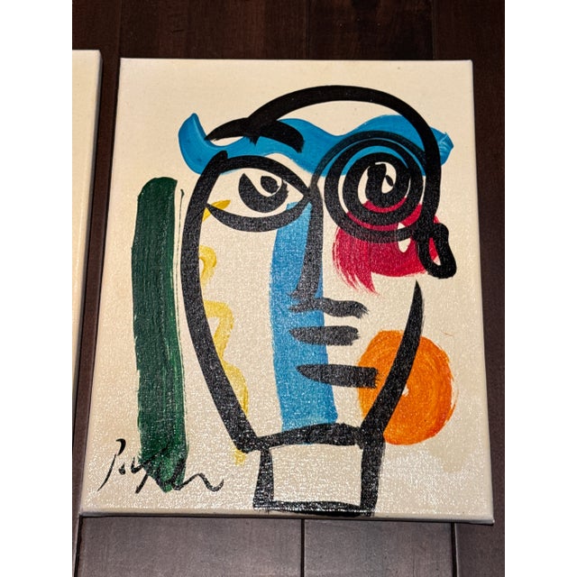 Portraiture 1970s Peter Keil Geometric Paintings a Pair For Sale - Image 3 of 6