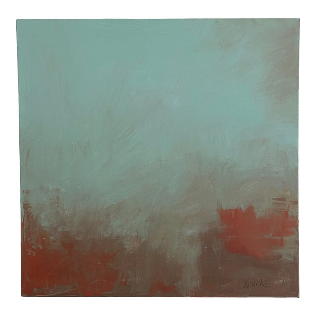 Abstract Moody Blue Oil on Canvas Untitled by Colleen Rourke For Sale