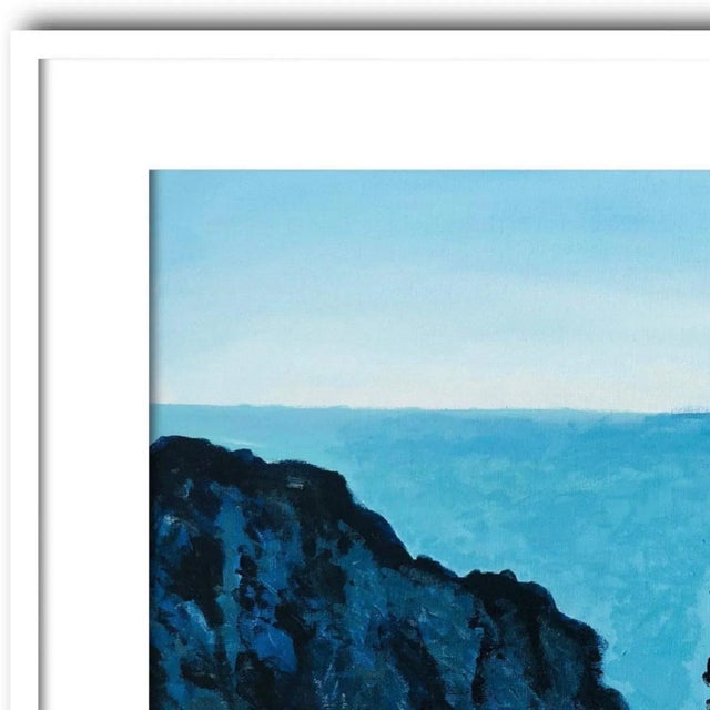 Paper "Evening by the Beach 2" Contemporary Coastal Landscape Acrylic Painting, Framed For Sale - Image 7 of 9