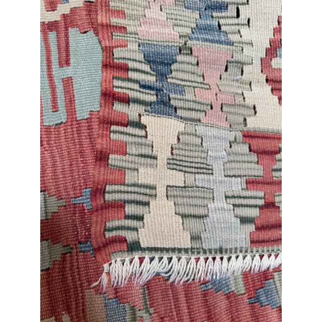 Shell 3ft × 10ft 3in Hand Woven Flat-Weave Kilim Runner, Vintage For Sale - Image 7 of 12