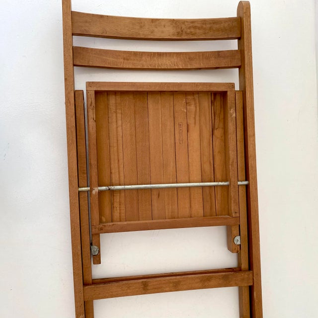 Wood Striking Mid Century Solid Wood Folding Chairs. Made in Yugoslavia For Sale - Image 7 of 13