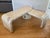 Beige 1970s Waterfall Style Folding Swivel Goatskin Mosaic Coffee Table Manner of Karl Springer For Sale - Image 8 of 12