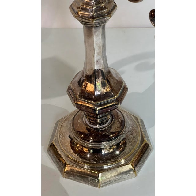 Majestic Grand Silver Chrome Table Candleabras a Pair For Sale In Chicago - Image 6 of 12