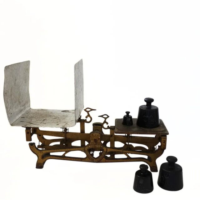 Antique Painted Cast Iron Scale from Lindells Jönköping, 1900s, Set of 5 For Sale - Image 12 of 13