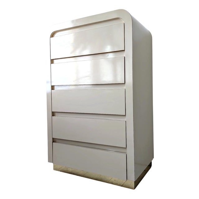 Vintage Laminate Waterfall Chest of Drawers, 1980s For Sale