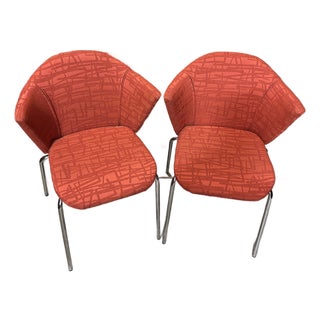 1970s Pair of Red Abstract Coalesse Steelcase Accent Chairs For Sale