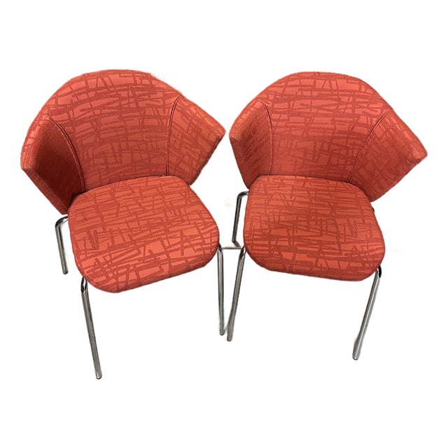 1970s Pair of Red Abstract Coalesse Steelcase Accent Chairs For Sale
