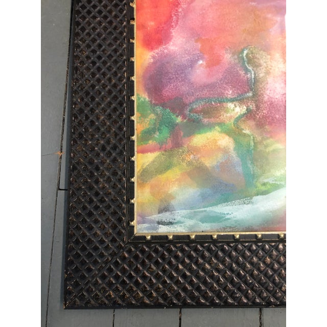 Vintage Original Abstract Watercolor Painting Framed For Sale - Image 4 of 7