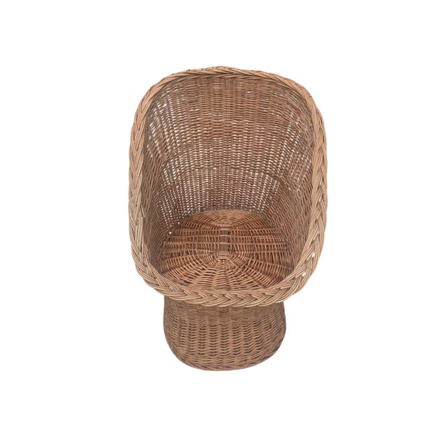Brown 1960s Wicker Braided Barrel Egg Chair For Sale - Image 8 of 13