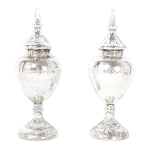 Antique Mercury Glass Apothecary Urns