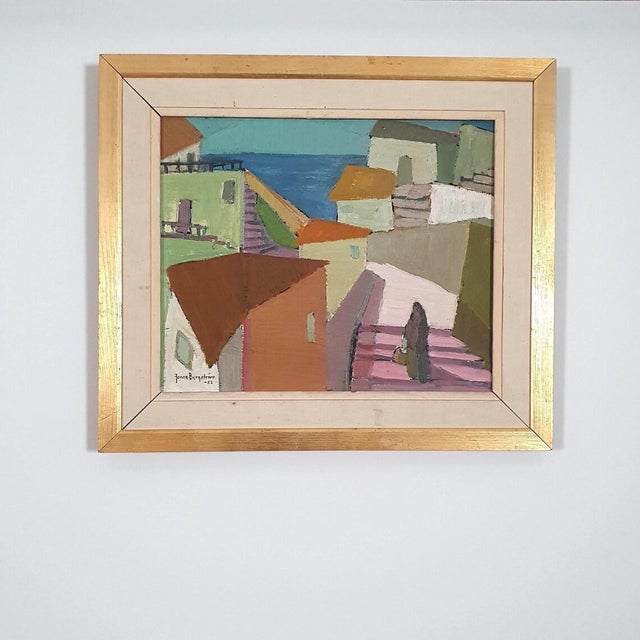 Jonne Bergström, Coastal Village, 1952, Oil on Canvas For Sale - Image 11 of 18