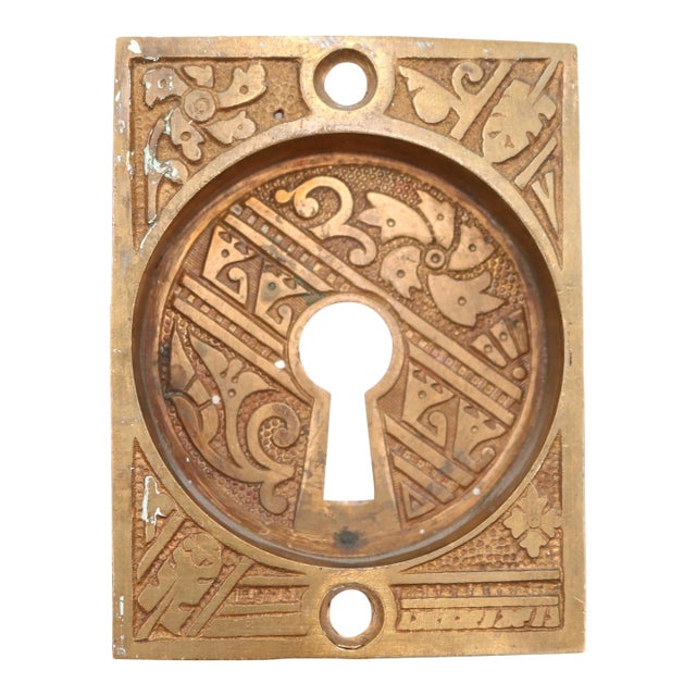 Antique Brass Aesthetic Pocket Door Recessed Pull For Sale