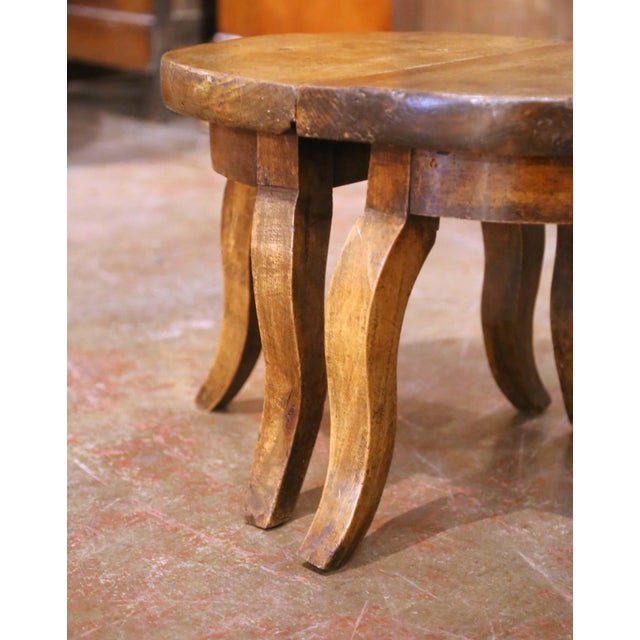 Wood Pair of 18th Century French Walnut Milking Stools From Normandy For Sale - Image 7 of 10