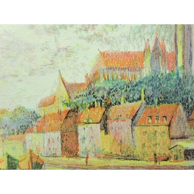 Impressionist Pissarro, Claude "Auxerre Cathedral River Banks"H.Signed Artwork Unframed For Sale - Image 3 of 6