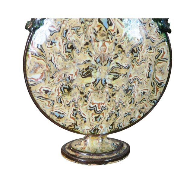 Chocolate 19th Century Neoclassical Revival Agate Ware Pilgrim Flask, Probably Apt For Sale - Image 8 of 13