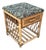 Antique Tapestry Covered Rattan Side Table For Sale