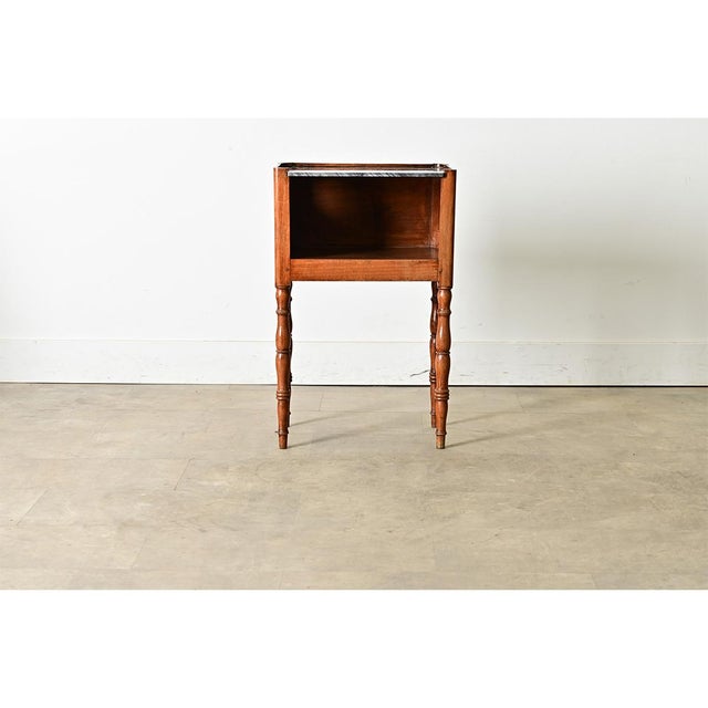 French French 19th Century Oak and Marble Bedside Table For Sale - Image 3 of 10
