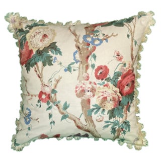 Trentham Hall by Lee Jofa Decorative Pillow With Brunschwig Trim and Down Feather Insert For Sale
