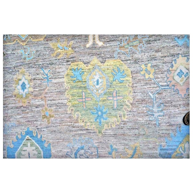 Slate Gray 21st Century Turkish Oushak Wool 10x14 Slate Blue & Dark Oak Handmade Area Rug #1144093 For Sale - Image 8 of 11