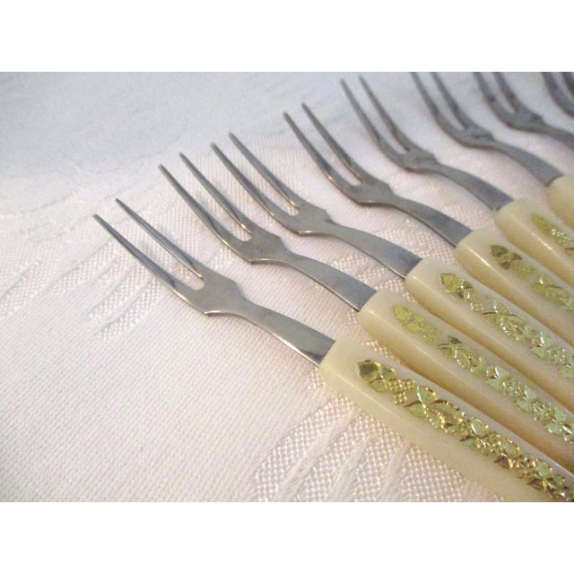 1960s Midcentury Gold Floral Cocktail Forks Set of 8 Chairish