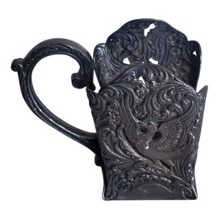 Vintage Pewter Inkwell Holder For Sale