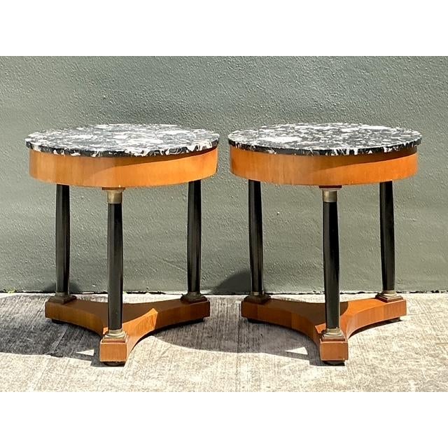 Vintage Italian Neoclassical Stone Top Side Tables - A Pair For Sale In West Palm - Image 6 of 12