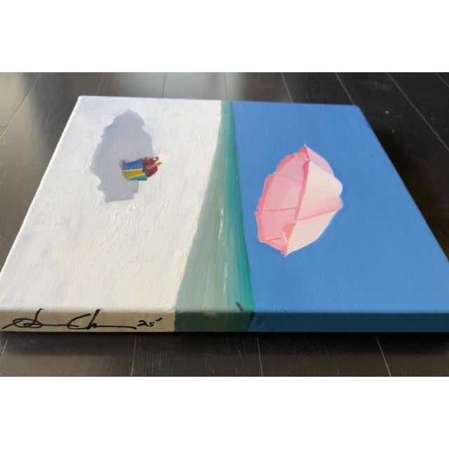 This is an oil painting by Susan Cohen on canvas is a nod to Rene Magritte's whimsical works that challenged the ordinary....