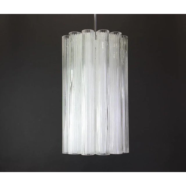1960s Cylindrical Pendant Fixture in Crystal Glass from Doria, Germany, 1960s For Sale - Image 5 of 6