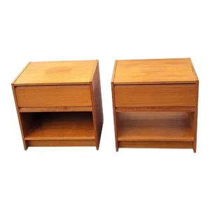 Vintage Danish Modern One Drawer Teak Nightstands, a Pair