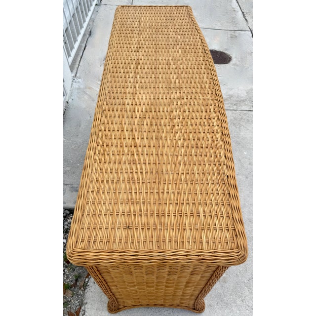 Wood Victorian Style Six Drawer Rattan Dresser From 70's For Sale - Image 7 of 11