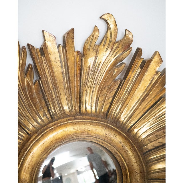 Goldenrod French Gilt Sunburst or Starburst Convex Mirror (Diameter 22 3/4) For Sale - Image 8 of 9