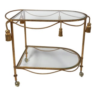 Italian Gilt Tassel Bar Cart For Sale