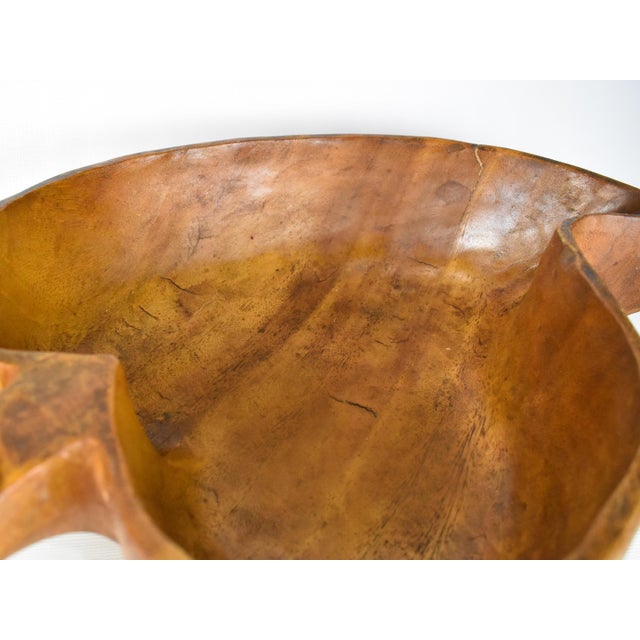 Mid 20th Century Hand Carved Solid Wood Large Size Leaf Shaped Bowl For Sale - Image 9 of 12