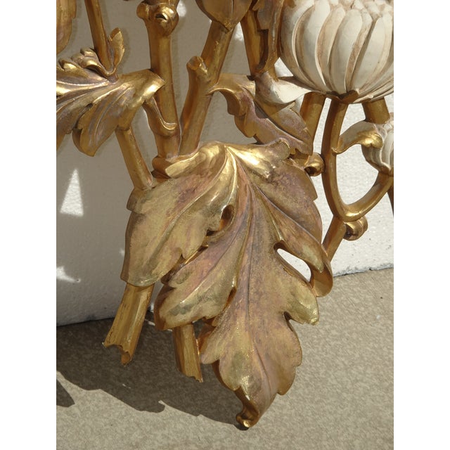 Large 49" Tall Vintage French Country Syroco Gold Flower Wall Plaque Picture For Sale - Image 15 of 18