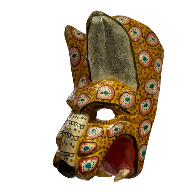 1980s Vintage Guatemalan Hand-Carved and Painted Folk Art Animal Mask For Sale - Image 5 of 9