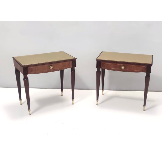 Mid-Century Modern Vintage Beech and Ebonized Walnut Nightstands attributed to Paolo Buffa, 1950s, Set of 2 For Sale - Image 3 of 13