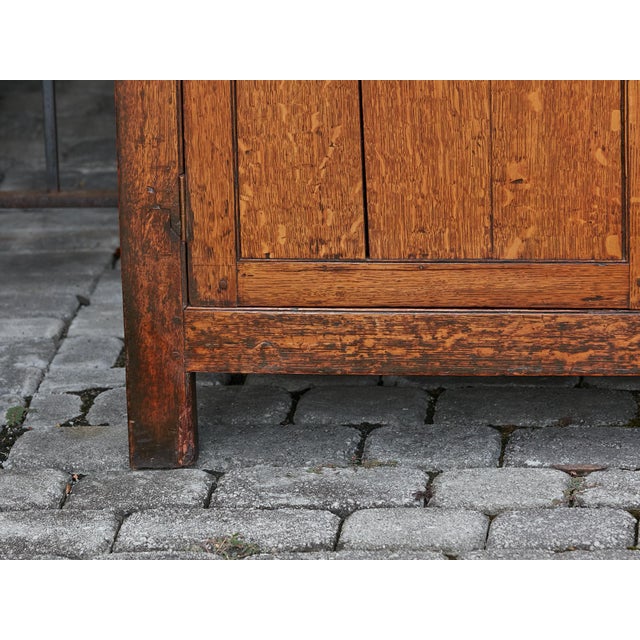 19th Century English Oak Buffet with Six Drawers, Two Doors and Brass Hardware For Sale - Image 9 of 12