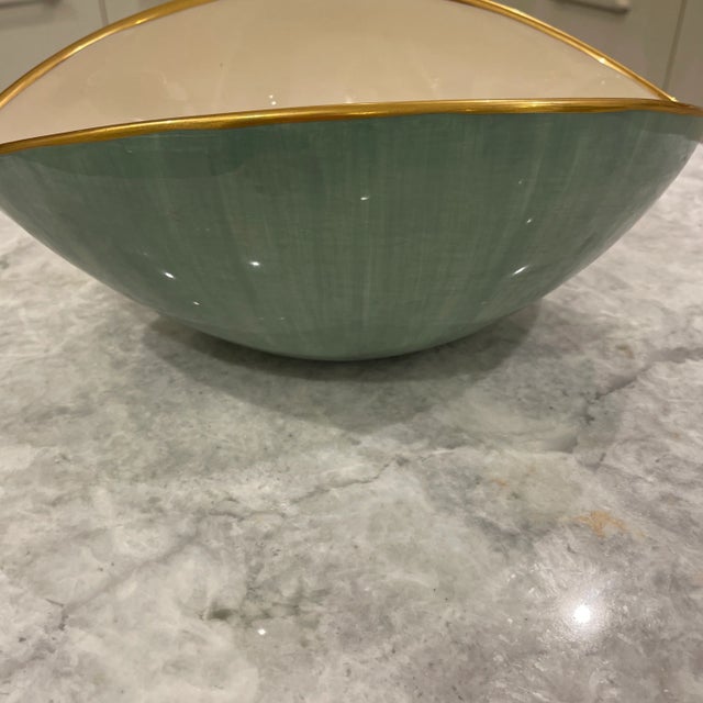 Contemporary L’objet Porcelain Green Bowl / Cachepot For Sale - Image 3 of 6