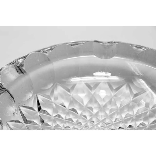 Transparent Vintage Cut Crystal Clear Glass Ashtray Monogrammed For Sale - Image 8 of 13