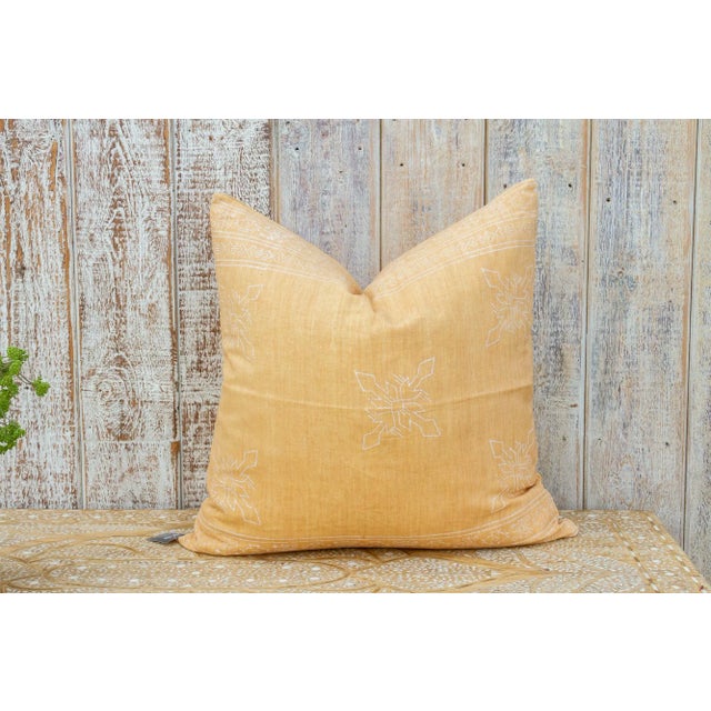 Light Yellow Chiffon Citalee Aztec Block Print Pillow For Sale - Image 8 of 8