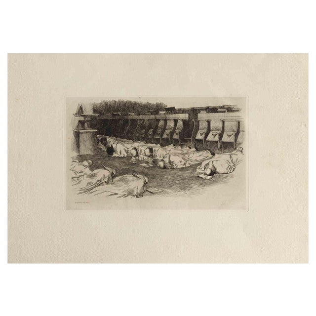 Auguste Lançon, Les Trappistes, Etching, 1883 For Sale