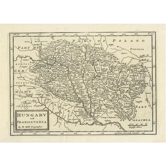 Antique Engraved Map of Hungary and Transylvania or Romania, 1710 For Sale - Image 6 of 6