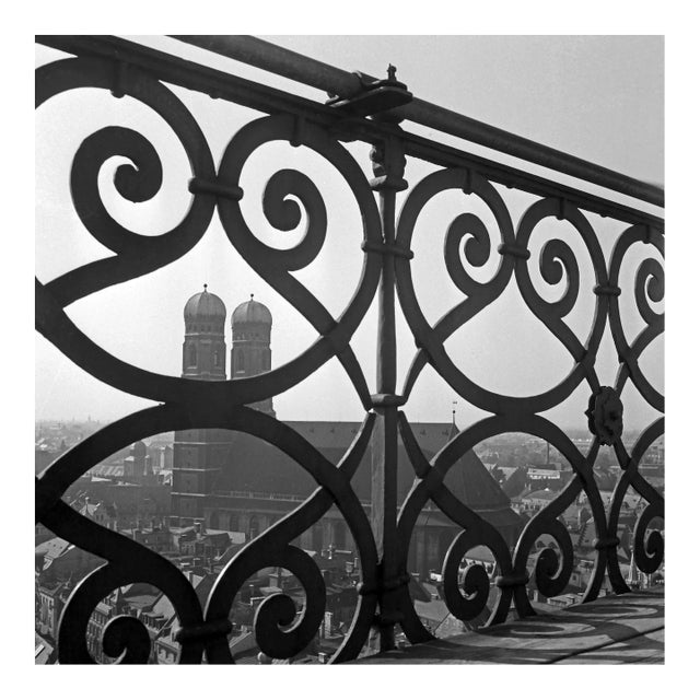 View to Munich Frauenkirche Church with Railing, Germany 1938 For Sale