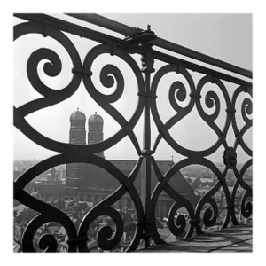 View to Munich Frauenkirche Church with Railing, Germany 1938